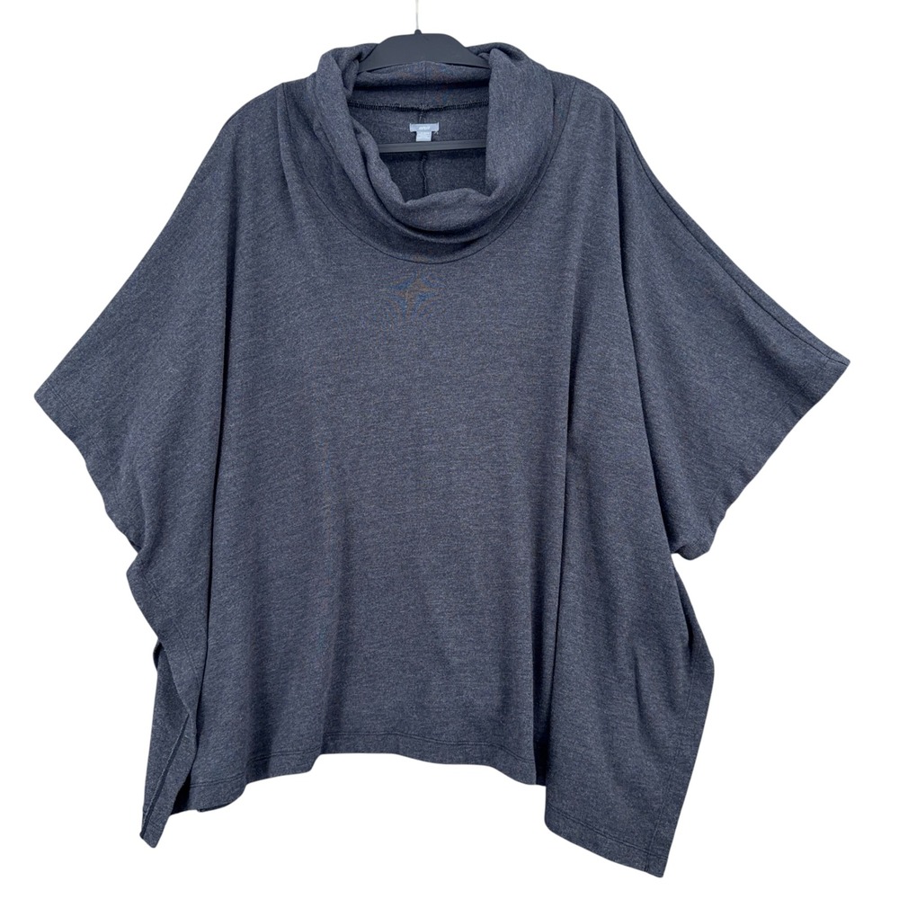 Aerie Cowl Neck Poncho Women L/XL Cotton Blend Charcoal Gray